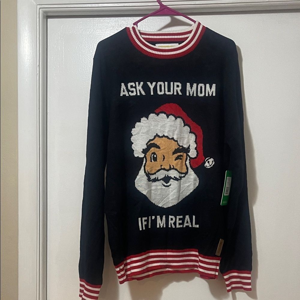 Tipsy Elves Black Santa Crewneck Sweater size large NWT